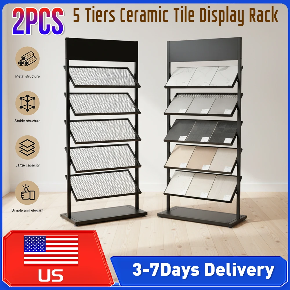 

2PCS Floor-Standing Multi-purpose Display Rack Customizable Top Panel Magazine Brochure Organizer for Store Exhibition Home Use