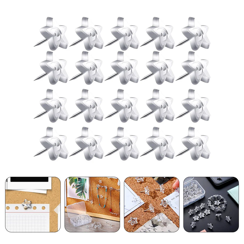 

200 Pcs Transparent Pentagram Drawing Pins Poster Star Pushpins Reliable Office