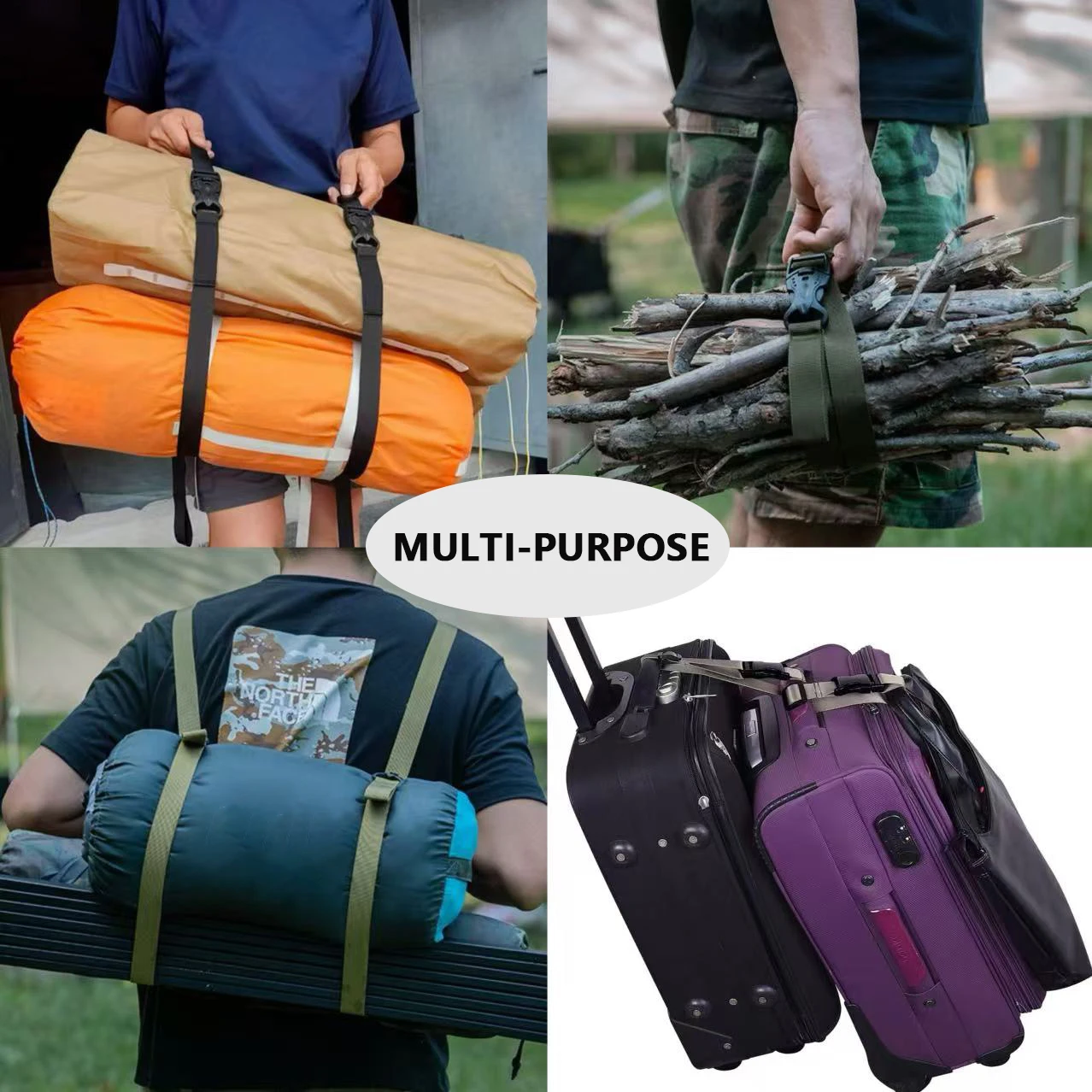 Robuste Nylon-Gepäckgurte mit Schnalle, Langlebige Ladungssicherungsgurte für Reisen, Camping, Wandern, Zelt, Rucksack und Lagerung – Detail 6