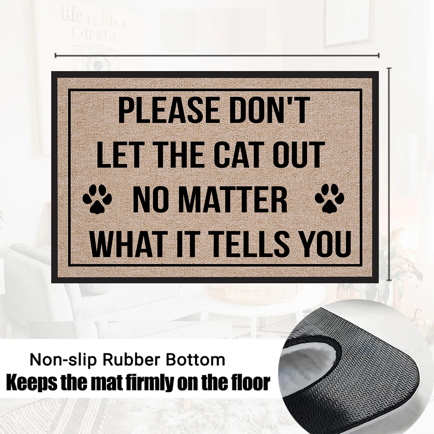 من فضلك لا تخرج القطة لا توهم ما يخبرك ممسحة المطاط الحمام المطبخ حصيرة حديقة المرآب باب الكلمة حصيرة