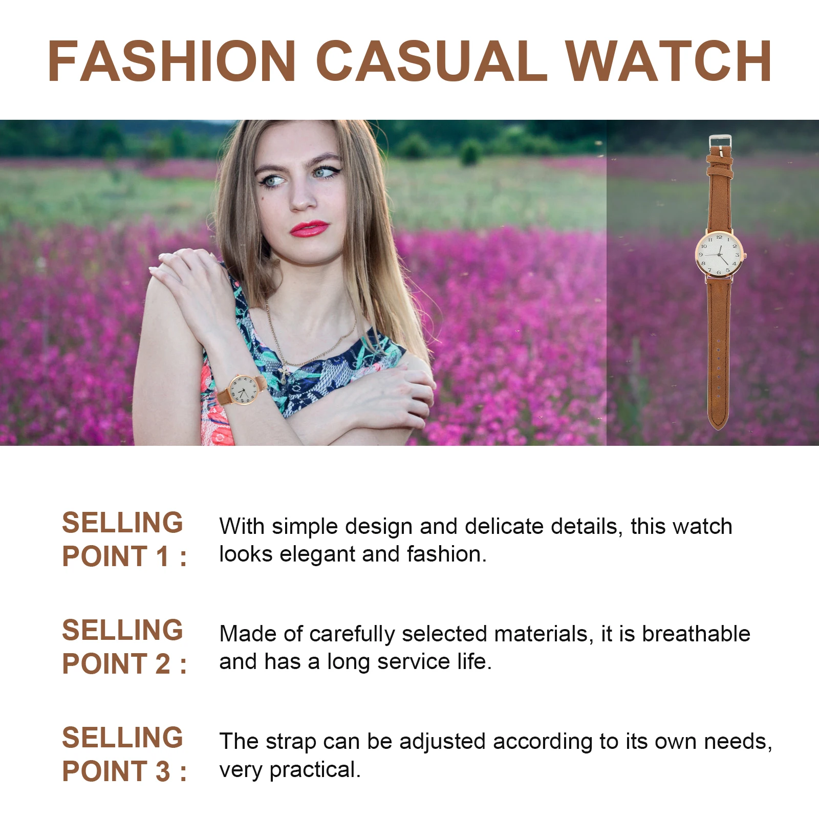 

Кварцевые часы женские коричневые регулируемый ремешок на кнопках модные наручные часы повседневные студенческие декоративные часы