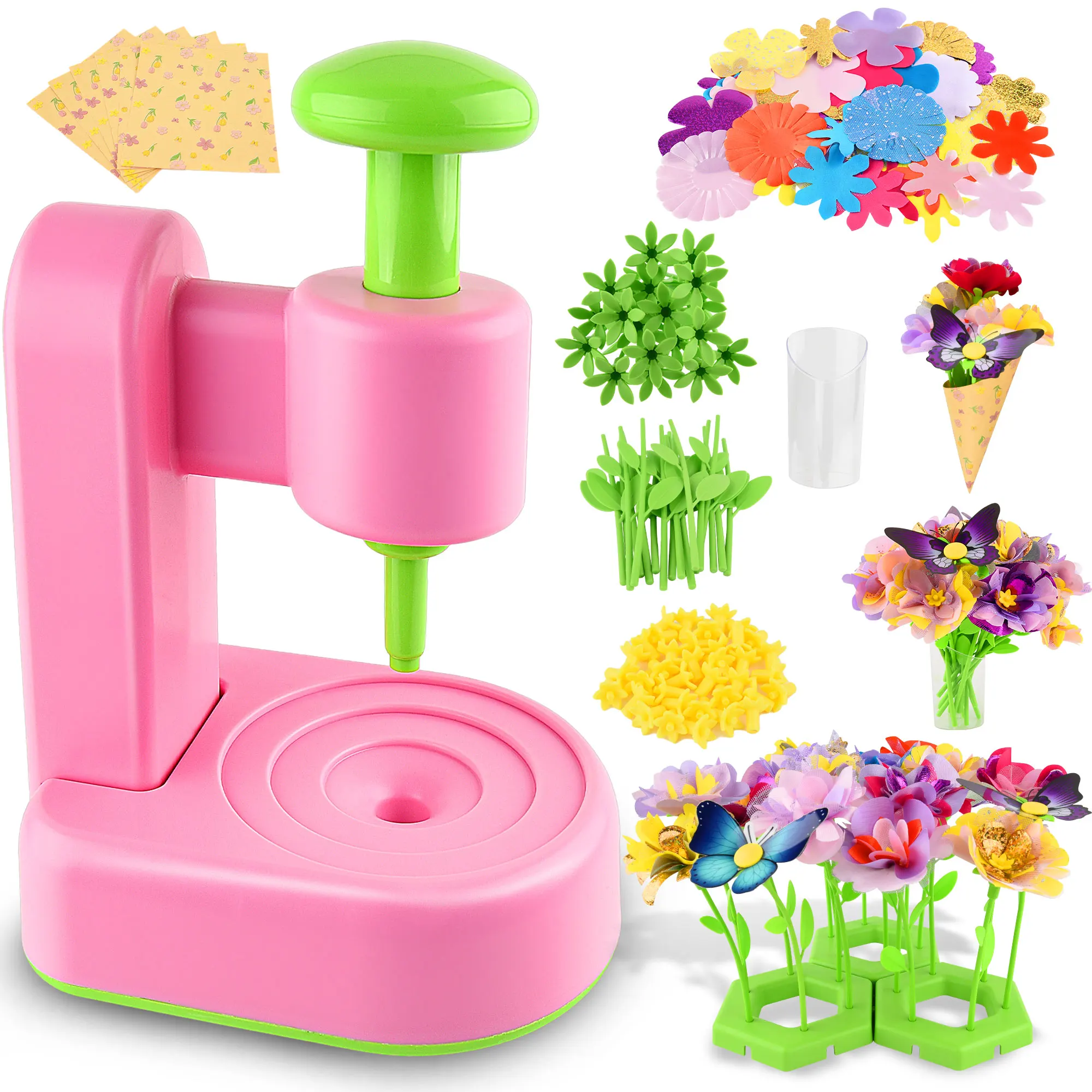 Fabric Flower Bouquets Toys,Flower Making Kit-DIY Craft Kits Toys for Kids,DIY Build Your Flowers Bouquet, Arts and Craft Toys