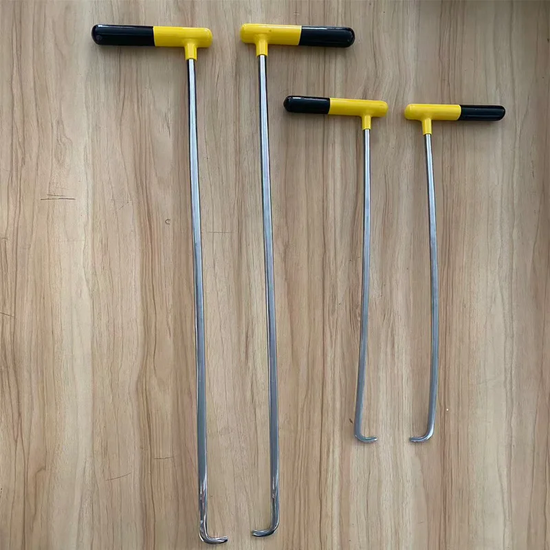 4Pcs Paintless Dent Repair Hooks Set Stainless Steel Left/Right Hand for Rods Auto Body Dent Removal Tools Adapters Hard Case