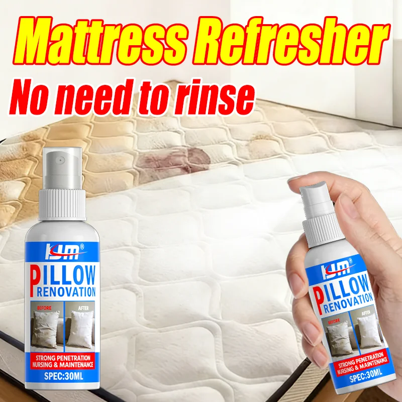 KJM No-Rinse Stain Remover Spray 30ML- Whitening & Yellowing Cleaner for Pillows, Mattresses, Sofas, Clothes and Home Textiles