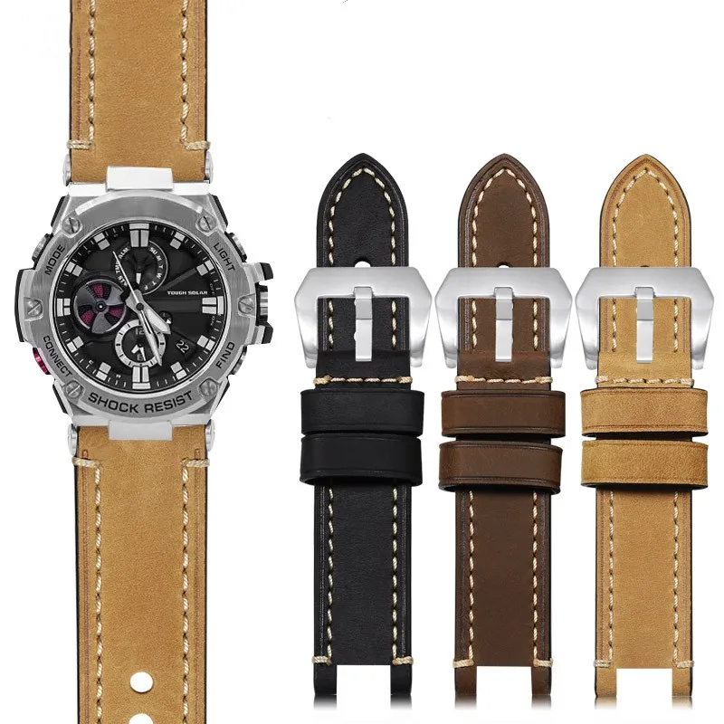 

Crazy Horse leather cowhide strap for the Casio G-SHOCK GST series GST-W300 210 S130 S310 S330 B100 Modified Trend Sports strap