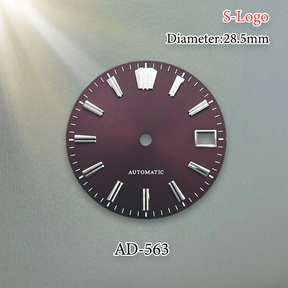 28.5mm logotipo s automático nh35 dial sunburst dial caber nh35/nh36 movimento japonês prego dial relógio acessórios ferramentas de reparo