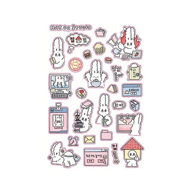 Korean Cute Kawaii Cartoon Rabbit Stickers Diary Planner Scrapbook Handbook Magazine Collage Material DIY Decorative Stickers