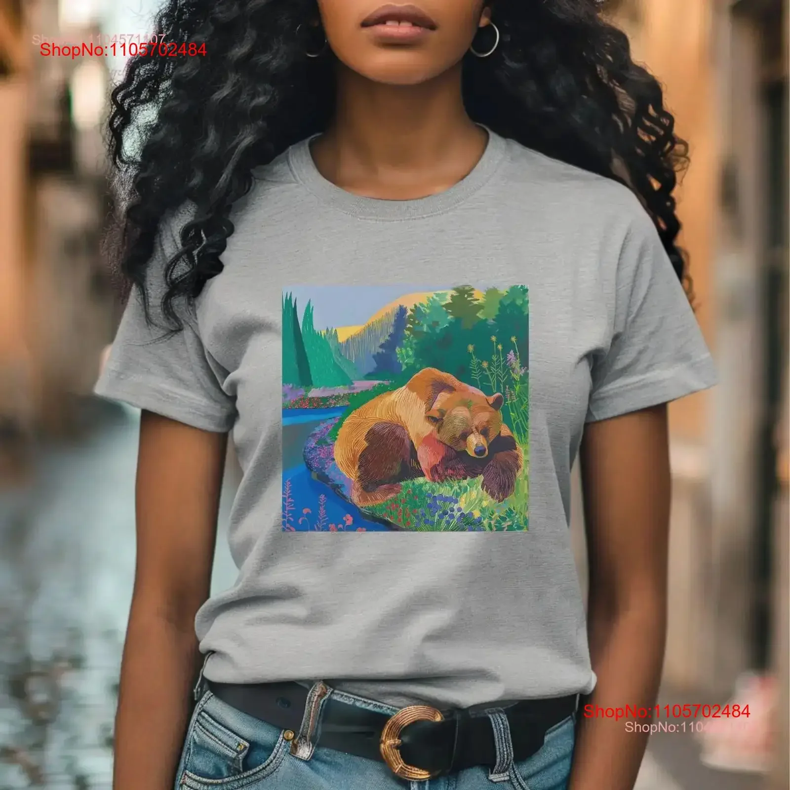 Bear's Cozy Corner ArT T Shirt Bear Lover Painting Design Casual Wild Animal Idea vintage Washed streetwear Breathable homme