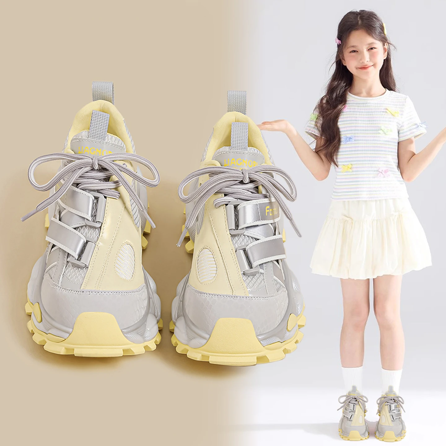 

Детские повседневные кроссовки на платформе для мальчиков и девочек, новинка весны 2026, спортивные кроссовки для детей, мягкая подошва, стильные, универсальные, для школы, кроссовки-босоножки