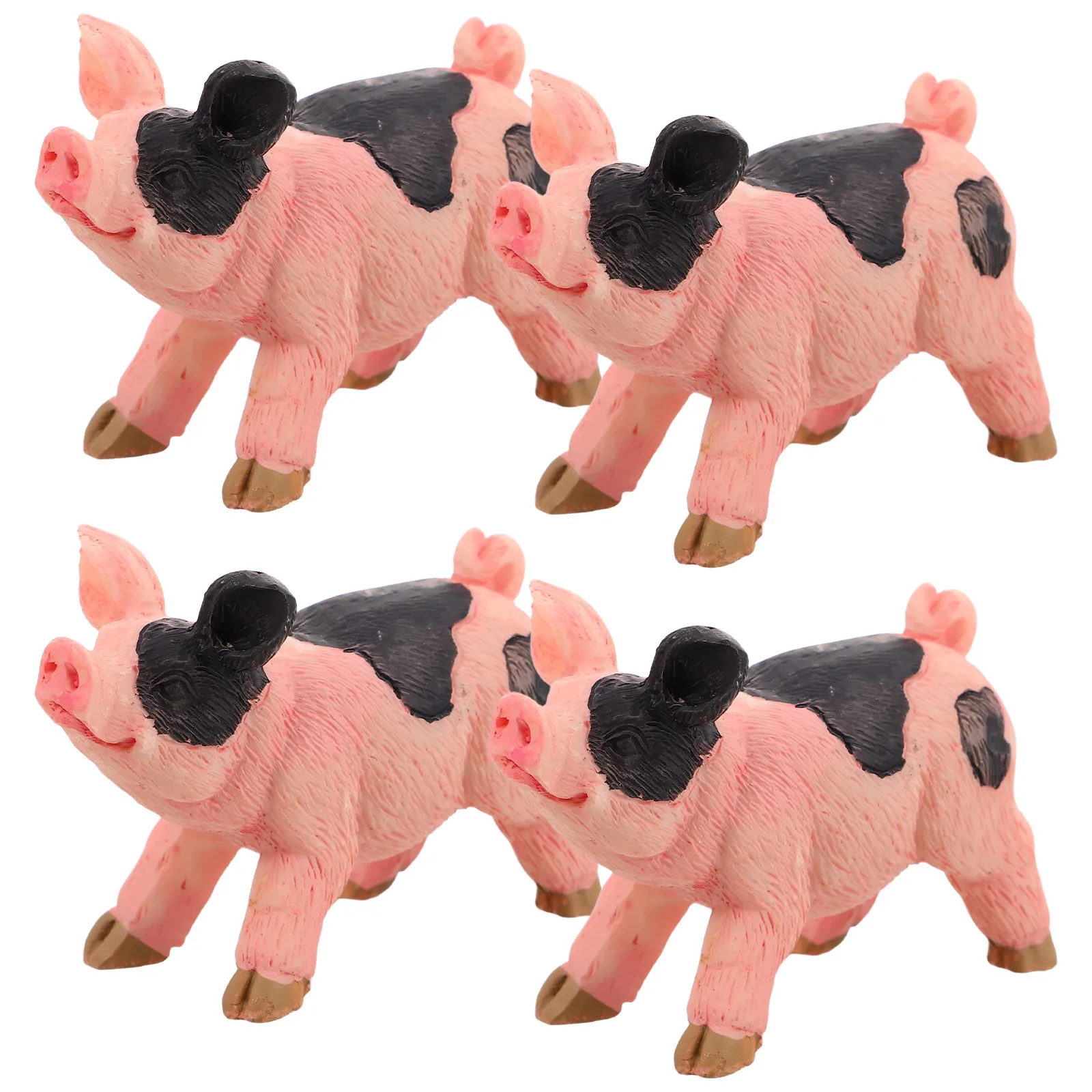 4pcs Mini Pig Ornaments Resin Small Animal Sculptures for Home Garden Desktop Fairy Landscape Decoration - view 5
