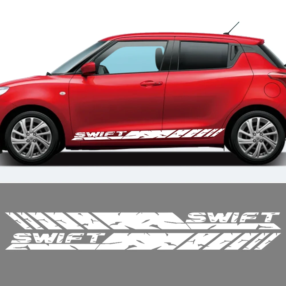 

2Pcs Car Styling Door Side Skirt Sticker For Suzuki Swift Auto Body Decor Stripes Graphics Vinyl Film Decal Car Accessories