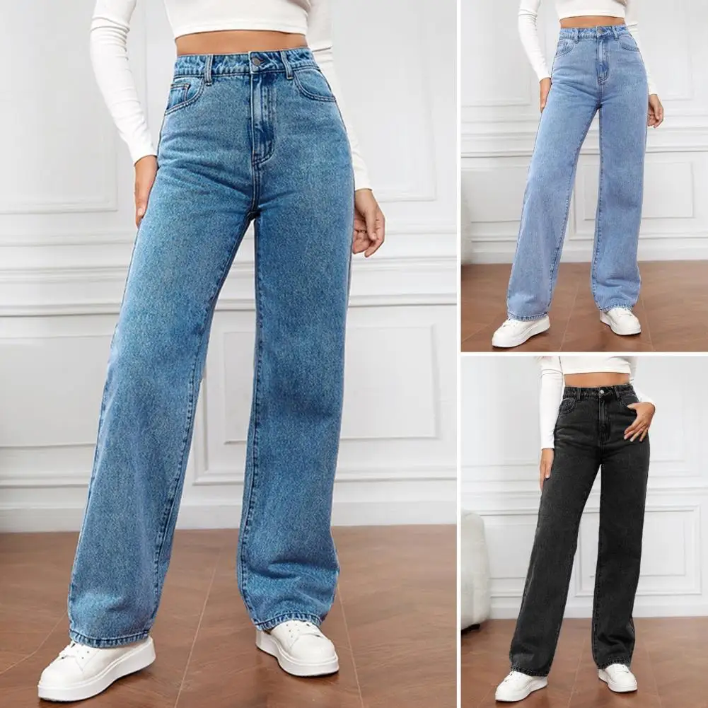 2024 New Retro Soft Women's Wear European And American Loose Denim Wide Leg Pants Slimming High Waist All-match Jeans For Women