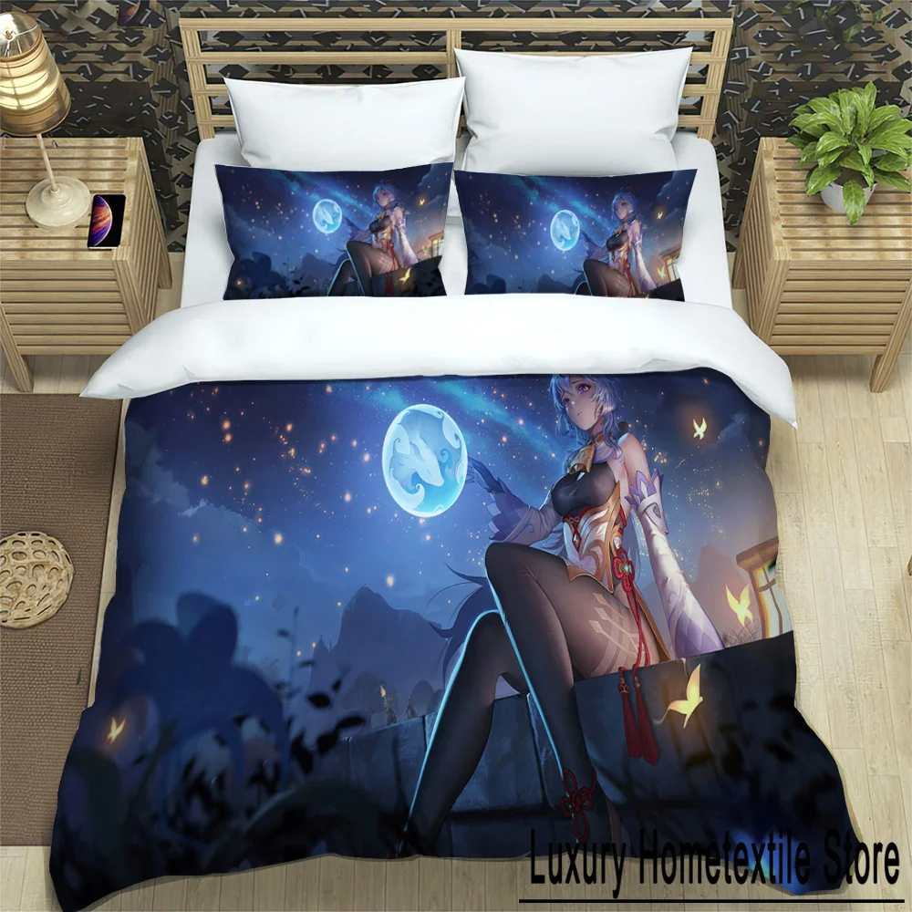 Genshin Impact Element Duvet Cover Set 3 Pieces Cartoon Bedding Set Bedroom Dormitory Soft Single Double Duvet Cover For Boys