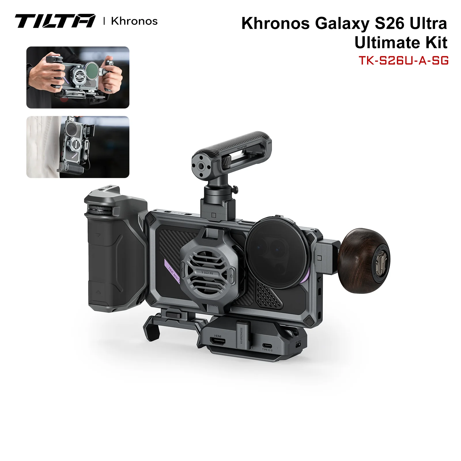 Image of TILTA Khronos für SAMSUNG Galaxy S26 Ultra Ultimate Kit mit 58mm VND Filter, Focous PD-Griff, Schnellverschluss-USB-C-Adapter