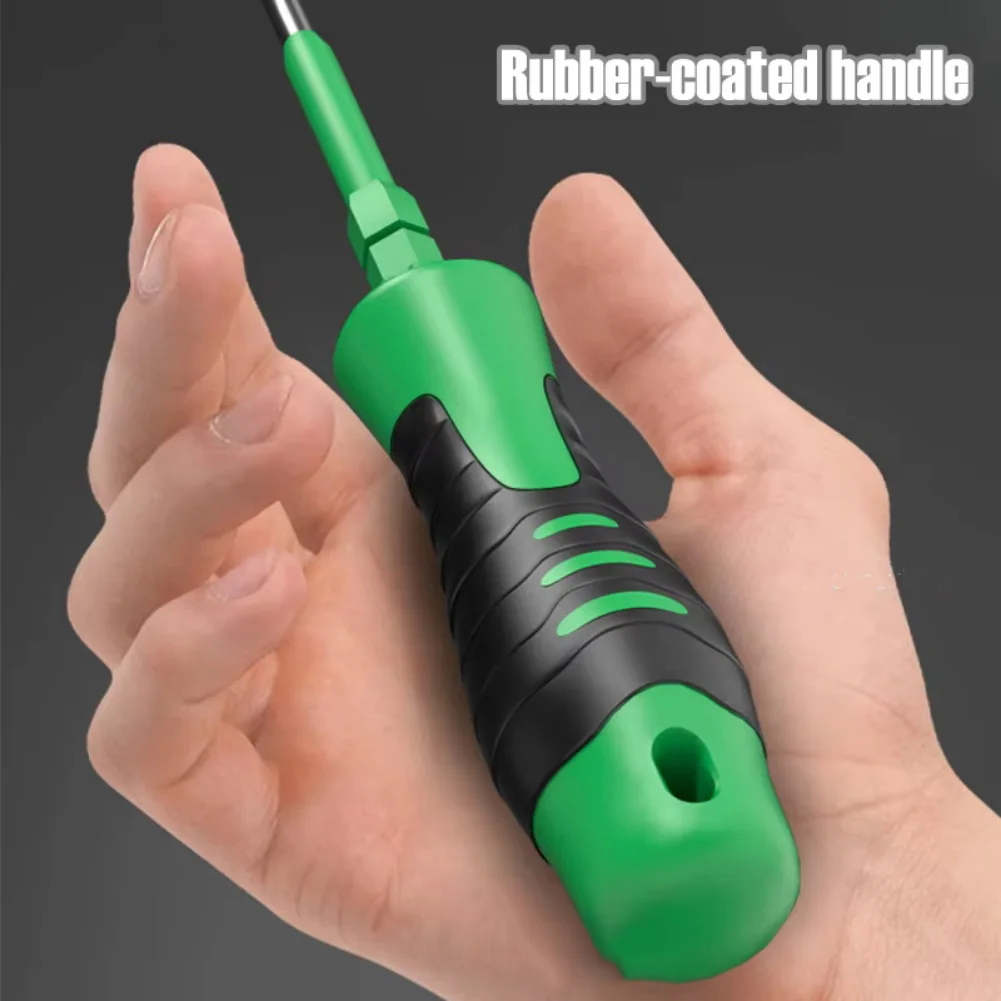 Green Dual Purpose Magnetic Screwdriver with Cross Flat Ends Made of Chromium Vanadium Steel for Reliable Daily Repairs