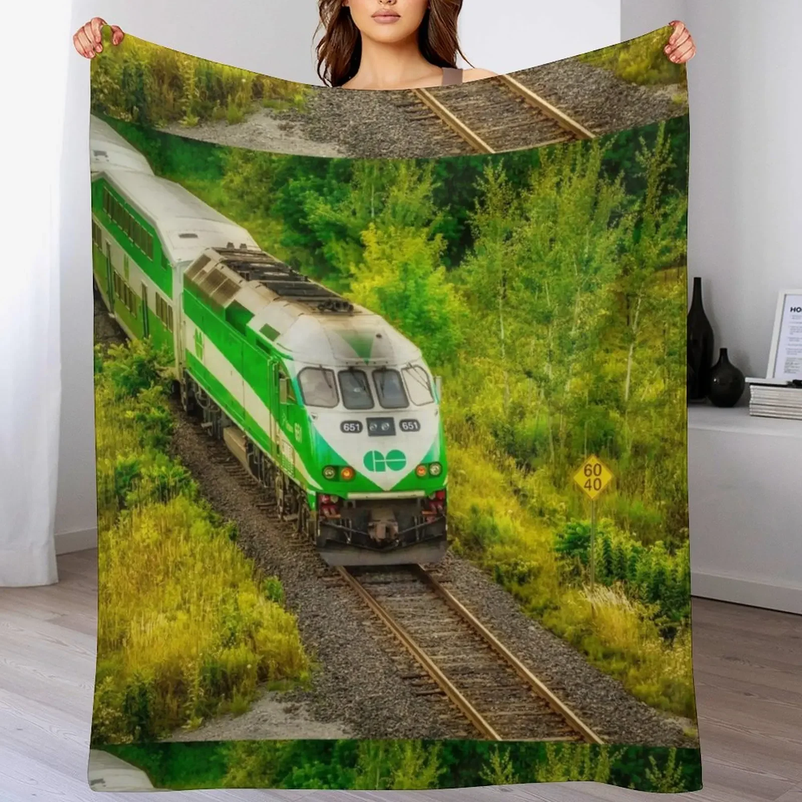 

Go Train On Tracks 1 Throw Blanket Summer Travel halloween christmas gifts Blankets