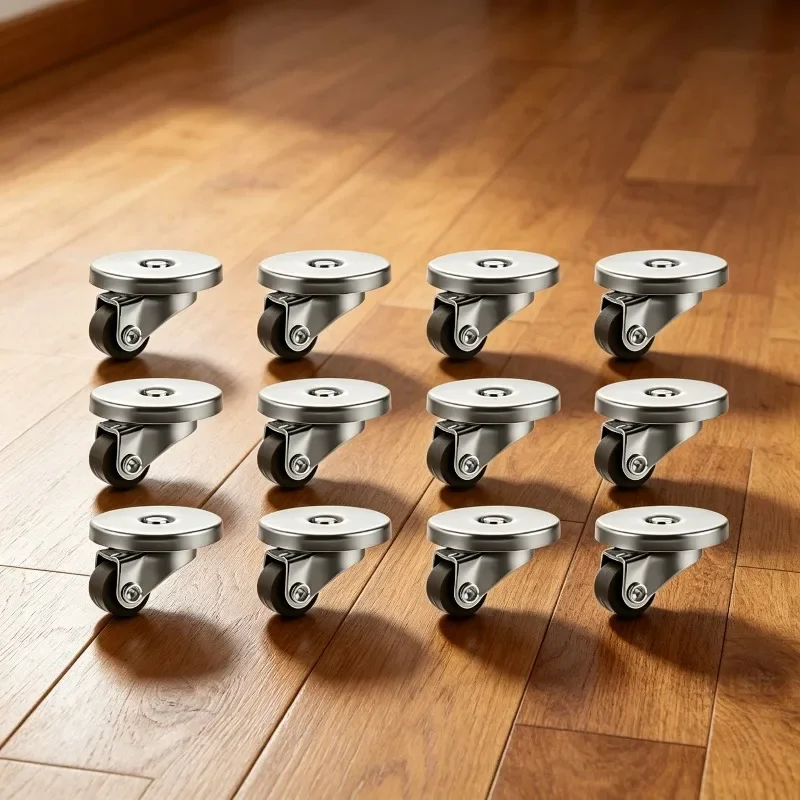 4/8/12 Pcs 0.5 inch Mini Universal Wheel Paste Furniture Pulley No Punching Small Silent Miniature Caster Load 15KG