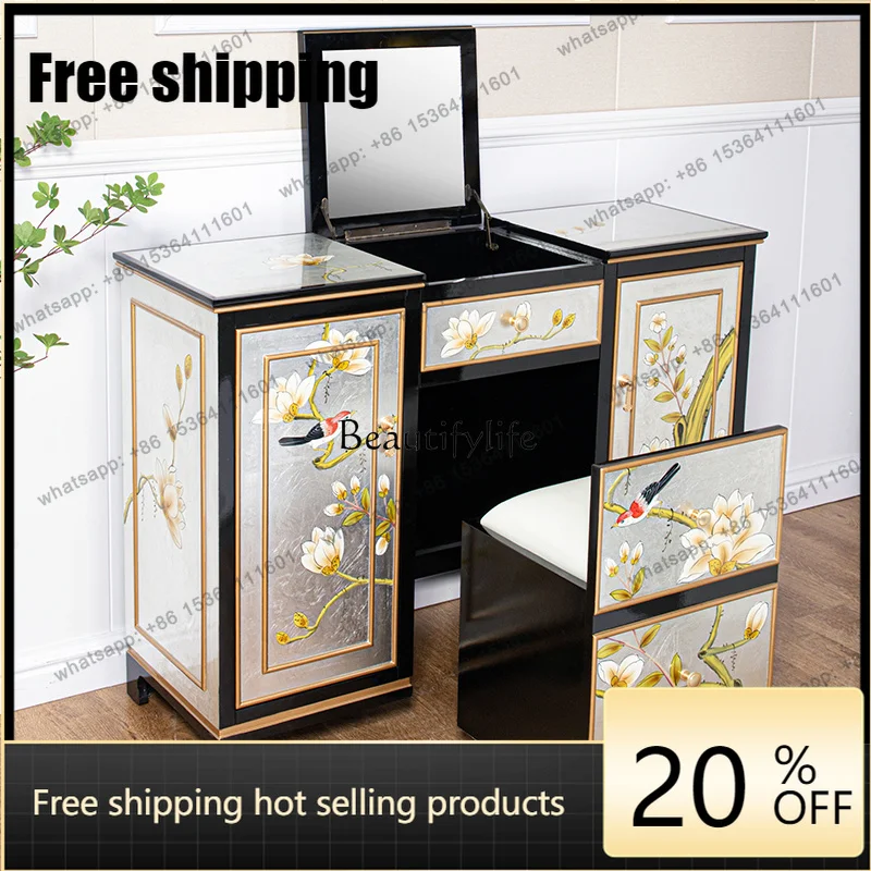 JJ New Chinese-style bedroom dresser storage cabinet integrated solid wood advanced