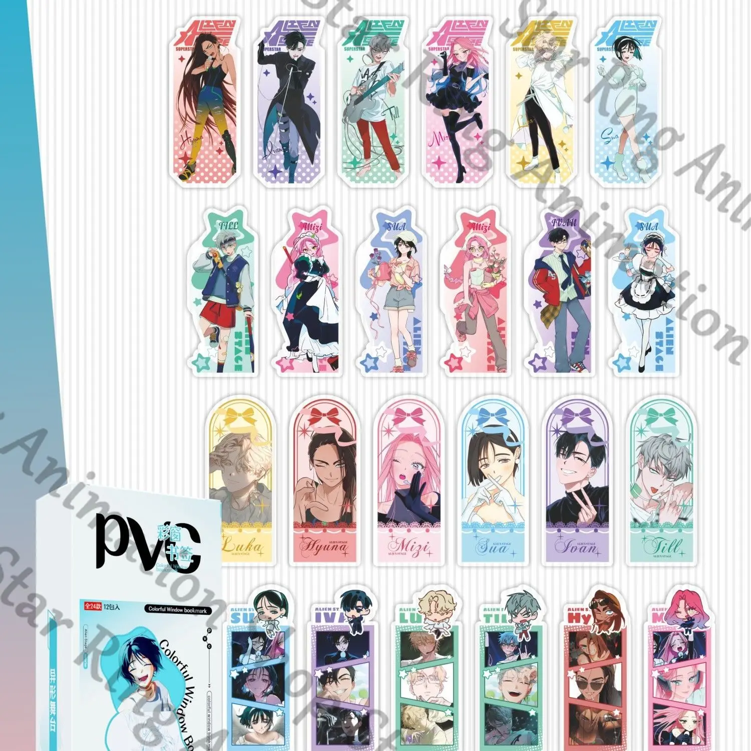 

Alien Stage Mizi Sua Till Ivan Hyuna Luka Acrylic Bookmark Book Marking Card Stationery School Cospaly Cartoon Gift