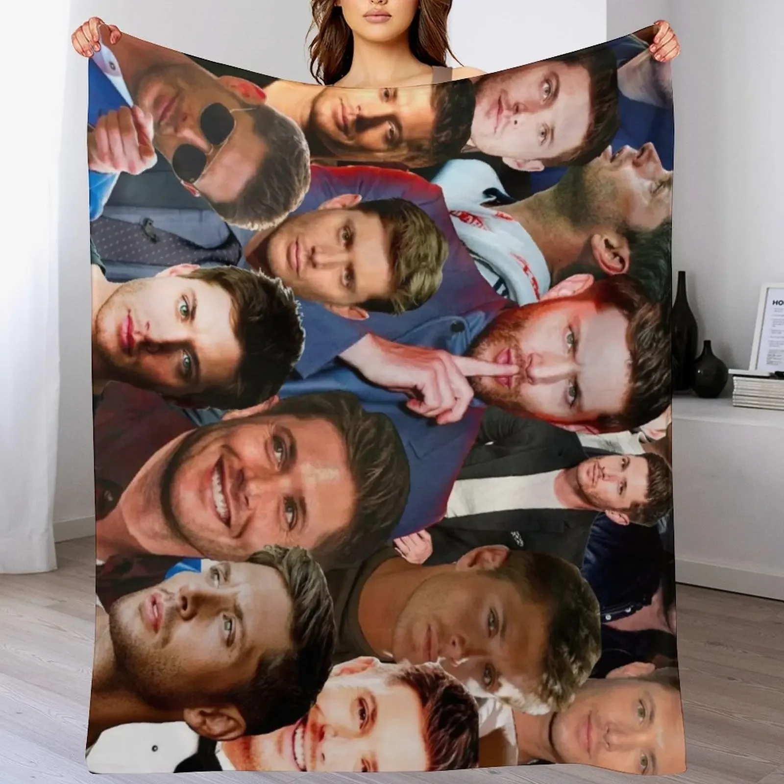 

Jensen Ackles Photo Collage Throw Blanket Sofa Quilt Furrys for sofa funny gift Blankets