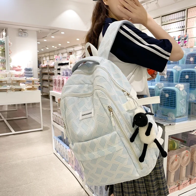 Korean Style Daily Backpack For Women Packsack Waterproof nylon Fabric Travel Backpacks Girls School Bag Teenagers Casual Bags