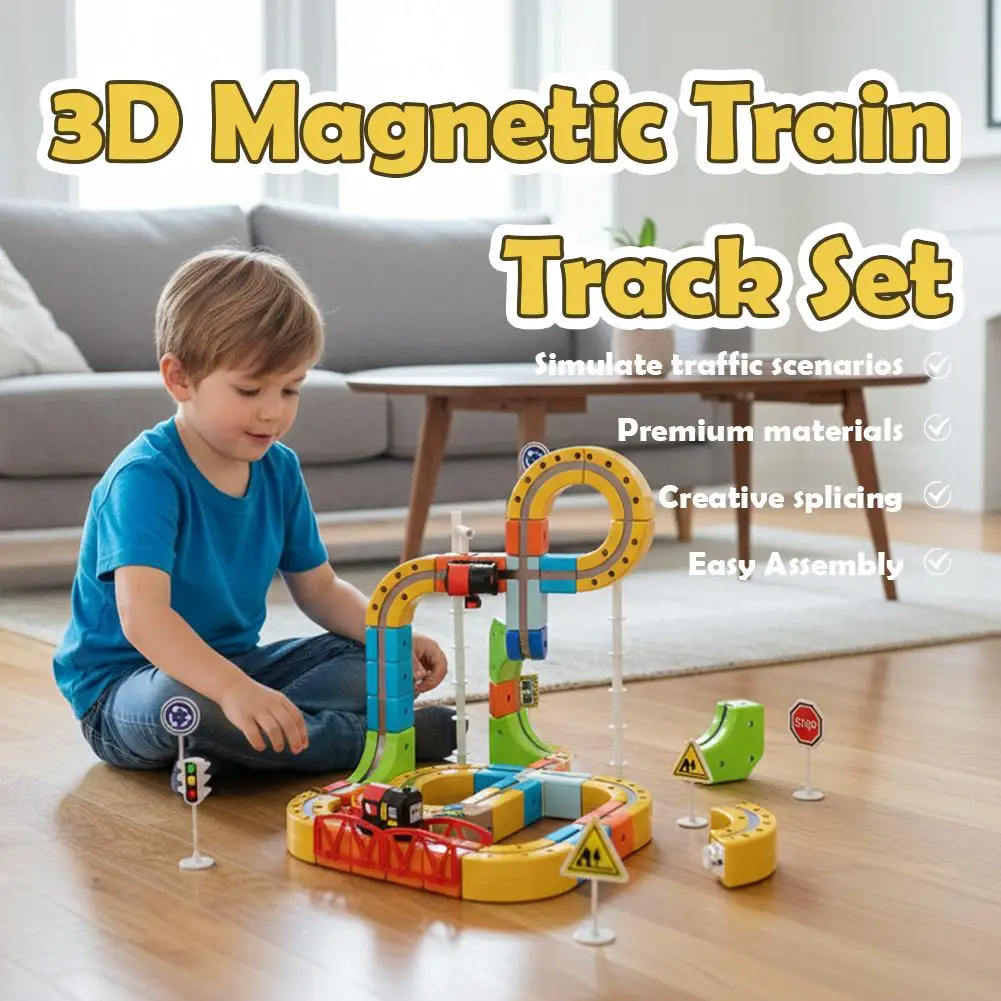 마법의 트랙 기차 3D 빌딩 트랙 큐브 레일 STEM 교육용 장난감 DIY 조립 자석 트랙 기차 장난감 어린이용
