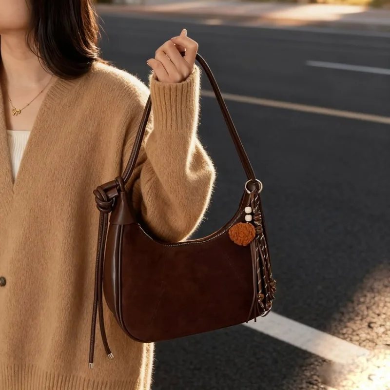 

Elegant Commuting Bag Ins Wind Design Maillard Color One Shoulder Crossbody Mini Bag