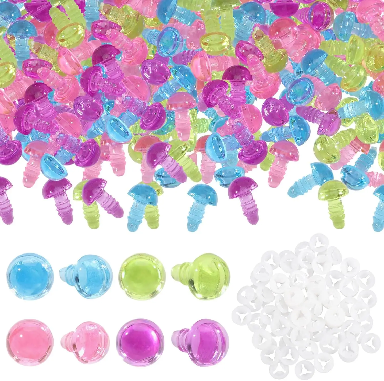 10PCS 10mm Occhi di sicurezza colorati Occhi all'uncinetto con rondella per Amigurumis Crochet Bear Doll Risultati Doll Making Fornitura di accessori