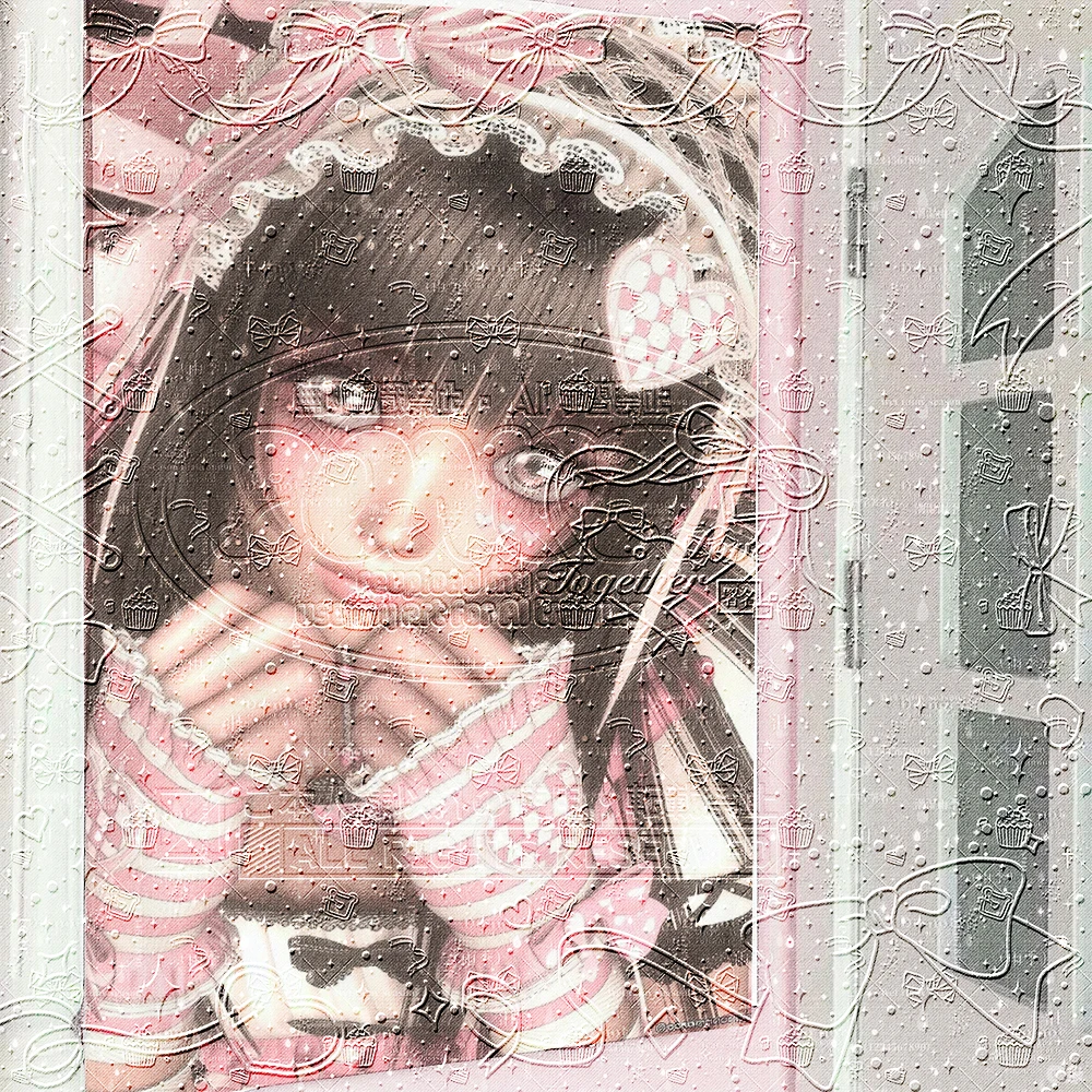 Visual Lolita Jirai Kei Tapestry, Pink Gothic Sweet Anime Girl Wall Hanging, Lace Bow & Heart Aesthetic, Harajuku Y2K Room Decor