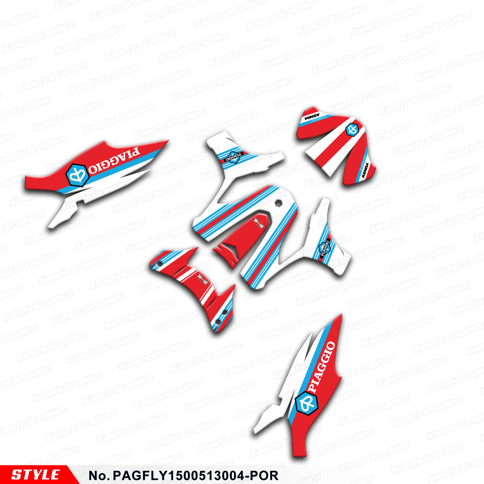 

Restyled Scooter Graphics Kit Sticker Sheet for Piaggio FLY 150 FLY150 2005 2006 2007 2008 2009 2010 2011 2012 2013