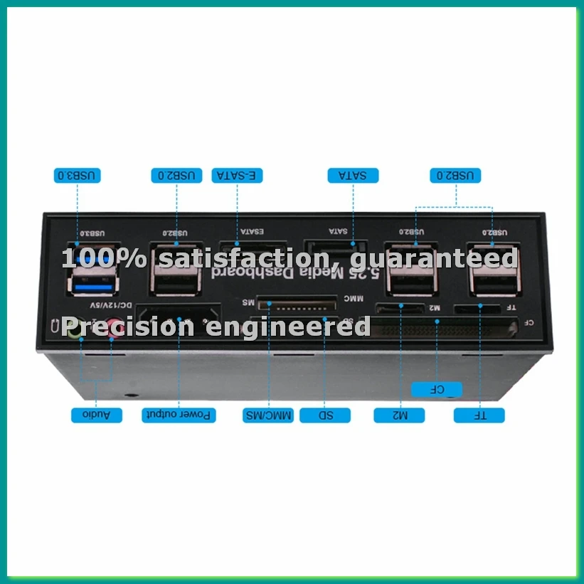 

5,25-дюймовая мультимедийная панель управления с USB 2.0/3.0, E-SATA, SATA и устройством для чтения нескольких карт для настольных компьютеров - PZZW