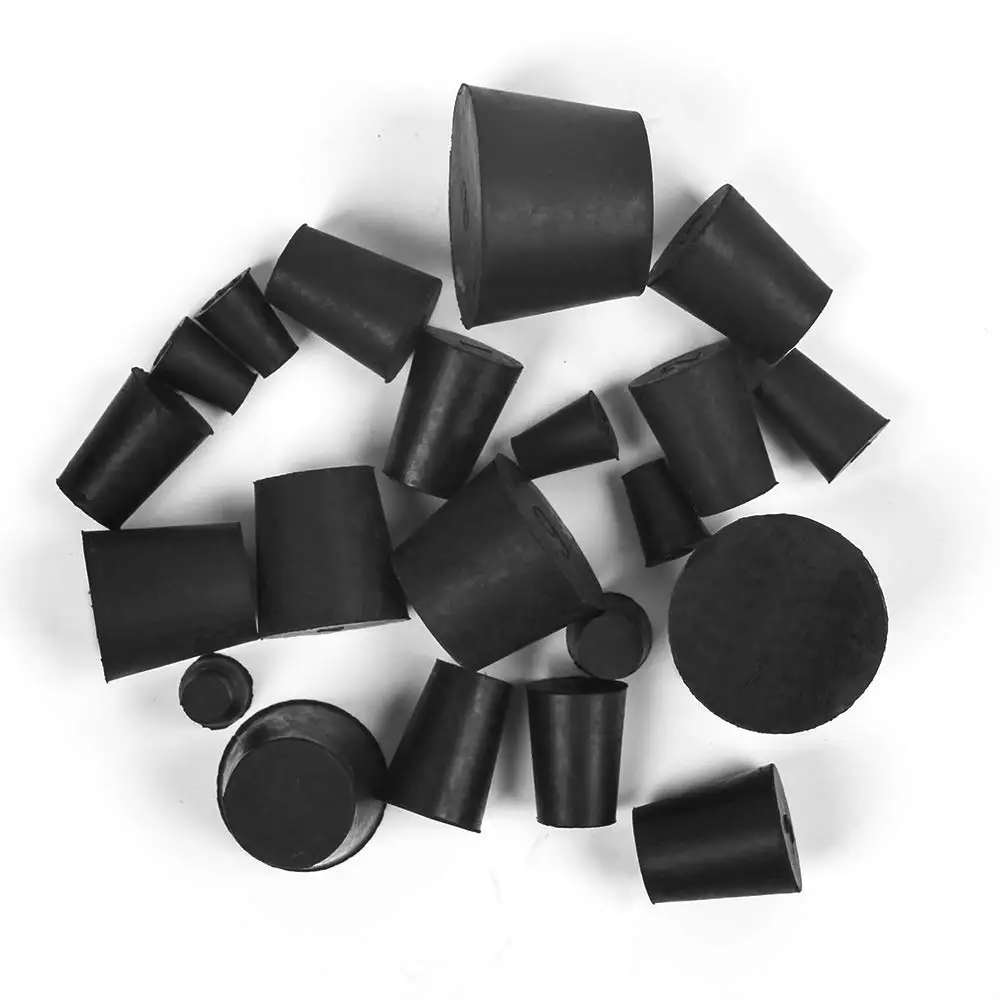 

11pcs Lab Solid Rubber Stoppers Black Tapered Plugs High Sealing Performance For Laboratory Containers Experimental Bottle