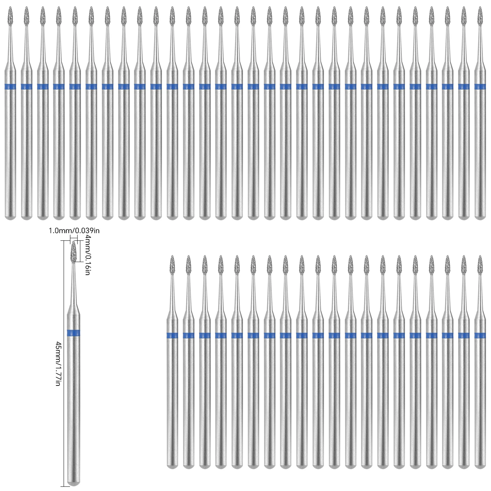 50Pcs Nail Drill Bit 2.35MM Stainless Steel Cuticle Clean Electric Nail Milling Cutter Set Manicure Drills Accessory