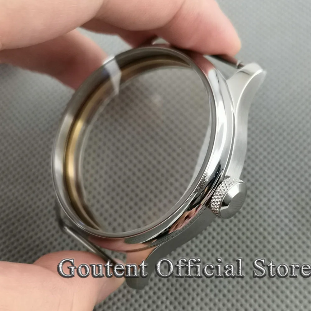 Goutent 44mm Silver Steel Watch Case Fit ETA 6497/6498 Seagull ST3600/3620 Movement Watch Parts