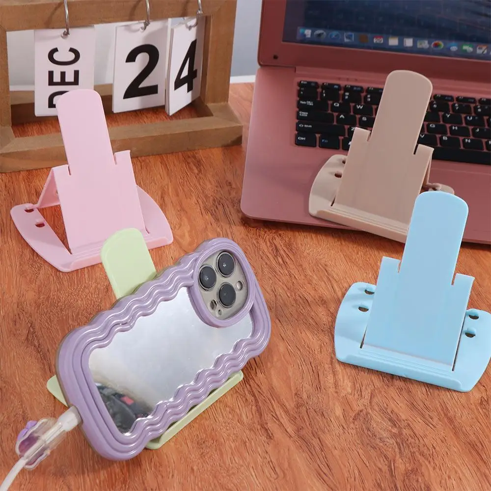 Plastic Foldable Desktop Phone Holder Folding Multi-functional Mobile Tablet Stand Cartoon Mini Cell Phone Bracket