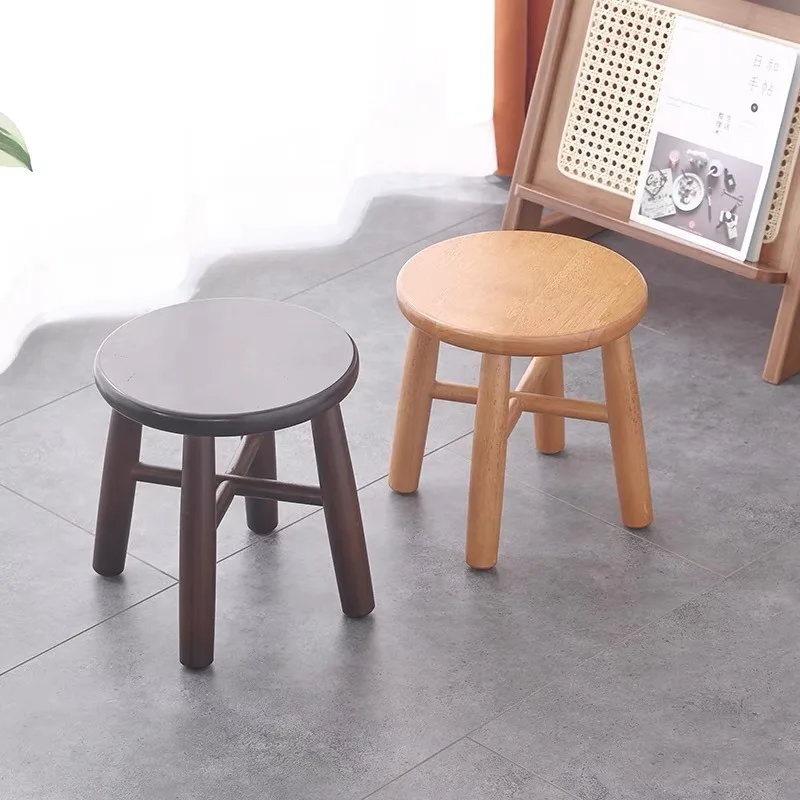 Solid wood small stool household low stool living room coffee table round stool entry shoe change stool small round stool simple
