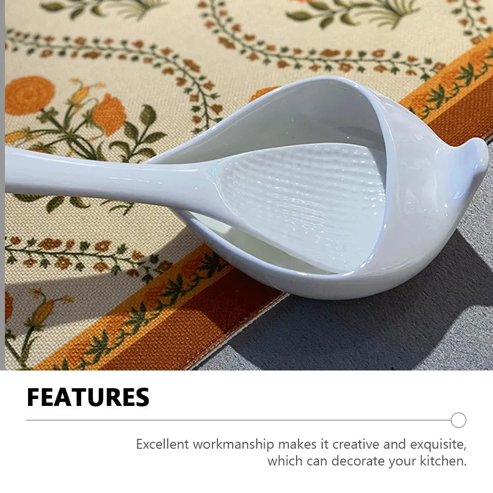 

1Pcs Ceramic Rice Spoon Stand Creative Spoon Storage Holder Kitchen Utensil Tray Multifunctional Container Salad Bowl