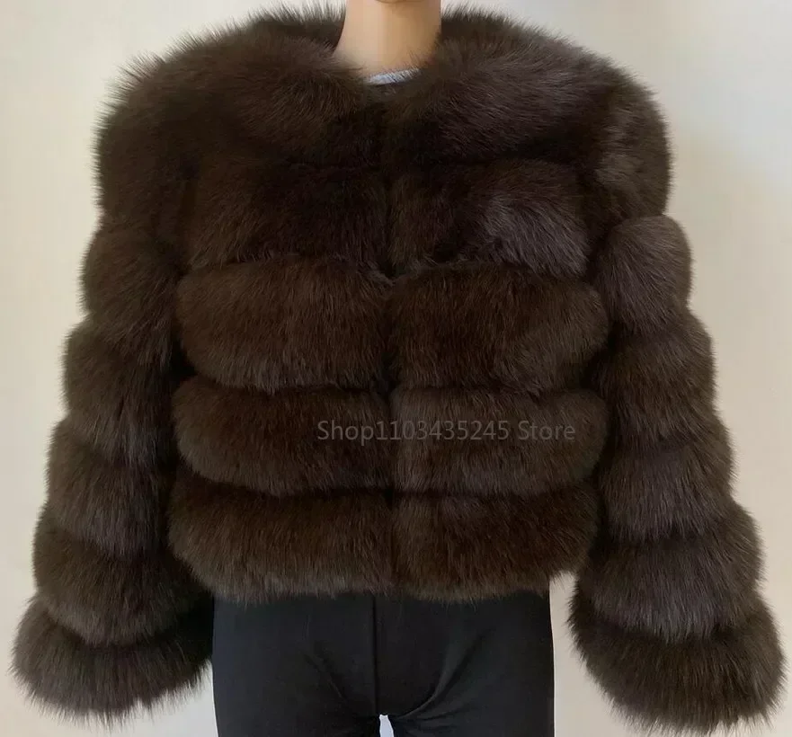 Women\'s Fashion faux fur coat super hot Autumn Winter women short Faux fox fur fluffy jacket high quality 5xl Ladies furry coats