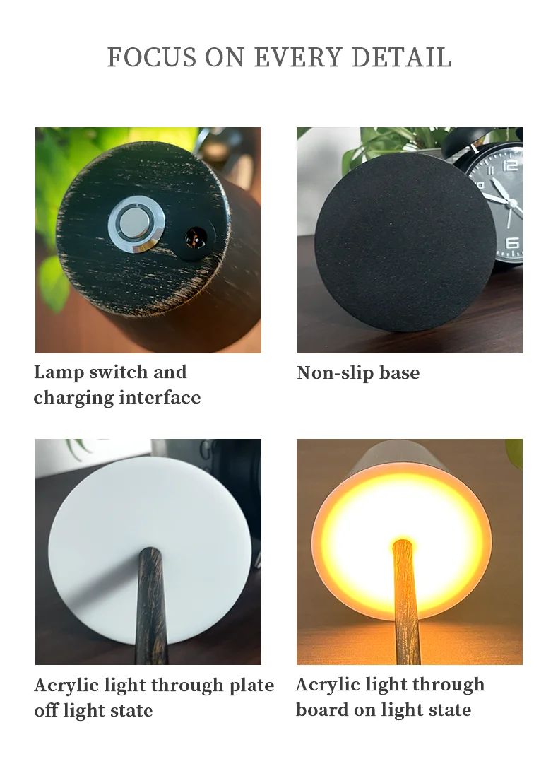 Lampu meja kamar tidur kreatif, lampu meja kamar tidur, USB-C, lampu sentuh nirkabel dengan tiga mode peredupan dapat disesuaikan