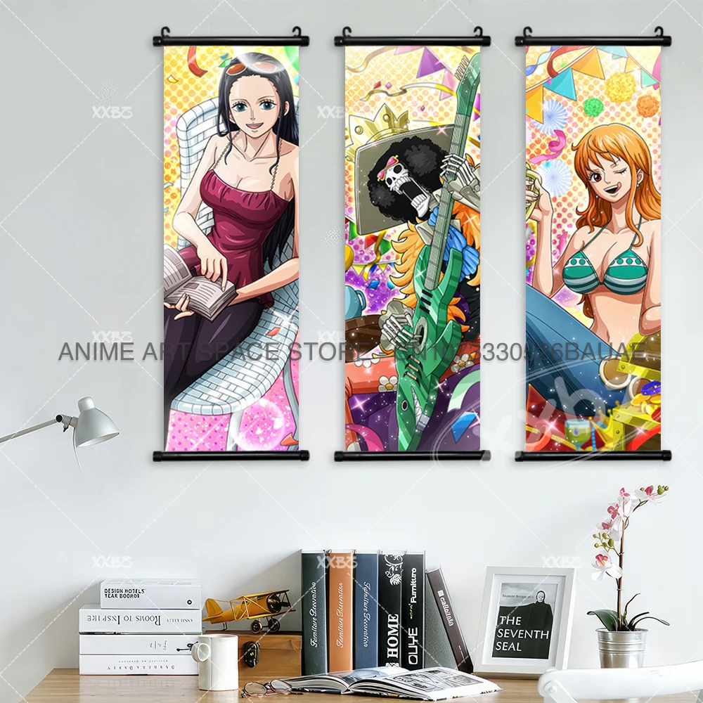 ONE PIECE Hängendes Gemälde Monkey D.Luffy Wandkunst Franky Anime Poster Brook Leinwand Scrolls Bild Roronoa Zoro Home Decor – Detail 4