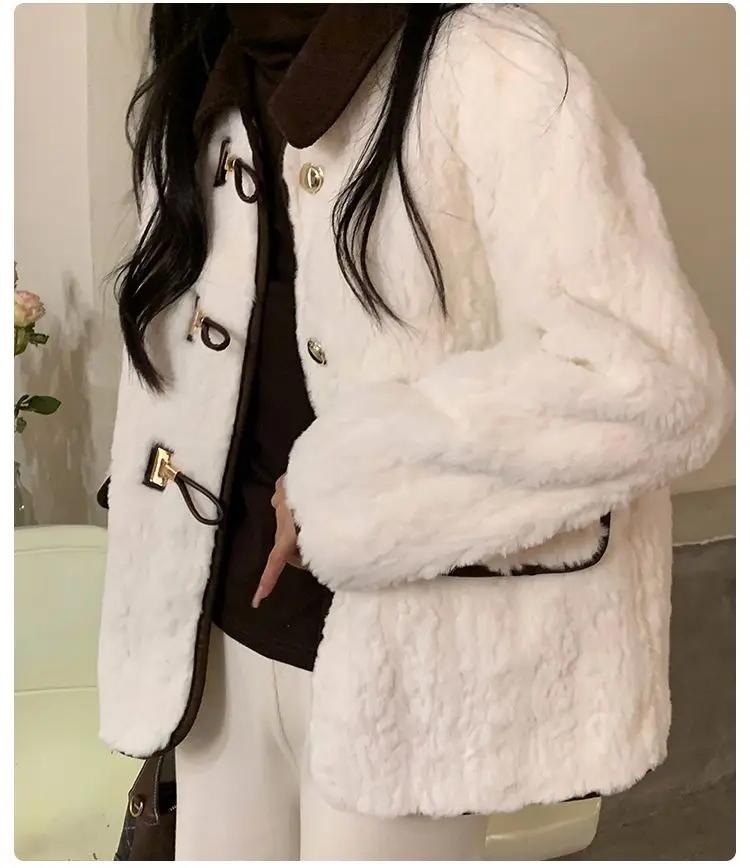 Plush Coat Lapel Women'S Autumn And Winter Fur All-In-One Thickened And Gentle Korean Style Plush Top For Little People