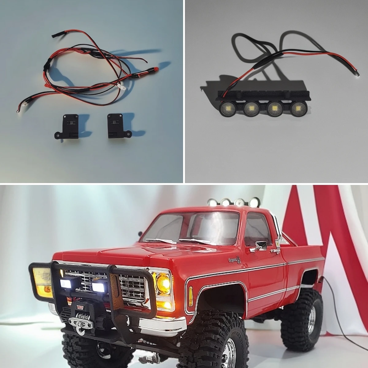 

LED 5V Lighting System Front Lights Tail Lights Dome Lights For 1/18 RC Crawler Traxxas TRX4-M Chevy K10 Crawler