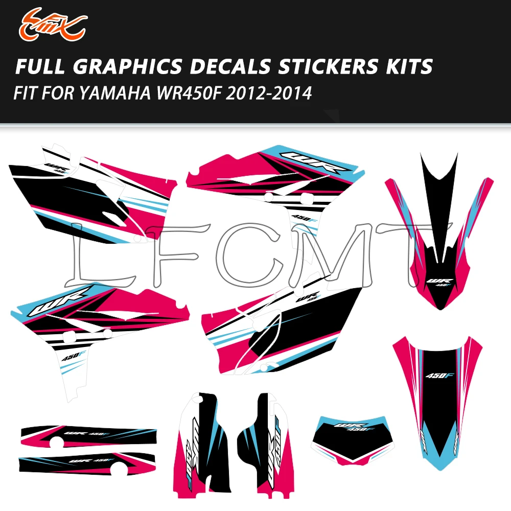 

Fit for Yamaha WRF450 WR450F WRF 450 WR 450F 2012 2013 2014 Motocross Decoration Graphics Background Decals Sticker Kits