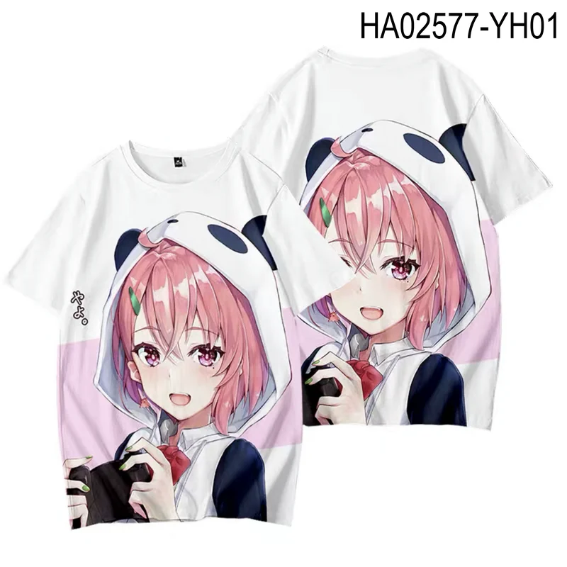

VTuber Sasaki Saku 3D Printing T-shirt Summer Fashion Round Neck Short Sleeve Popular Japanese Streetwear Plus Size