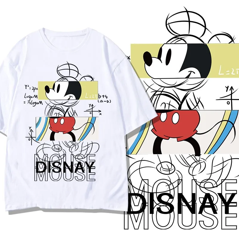 

Europe And The United States Disney Mickey Mouse T-shirt Loose American Round Neck Cotton Shirt With Ins Cotton Clothes Summer