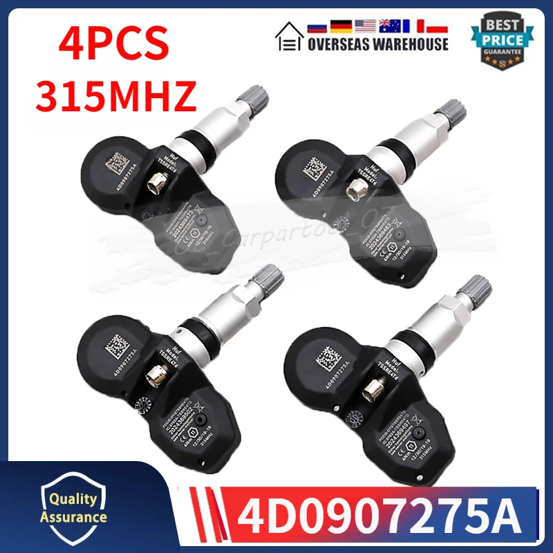 4D0907275A For 2001-2005 Audi A6 Allroad 2005 Bentley Continental GT 2007-2016 Volkswagen Phaeton Tire Pressure Sensor 4PCS TPMS