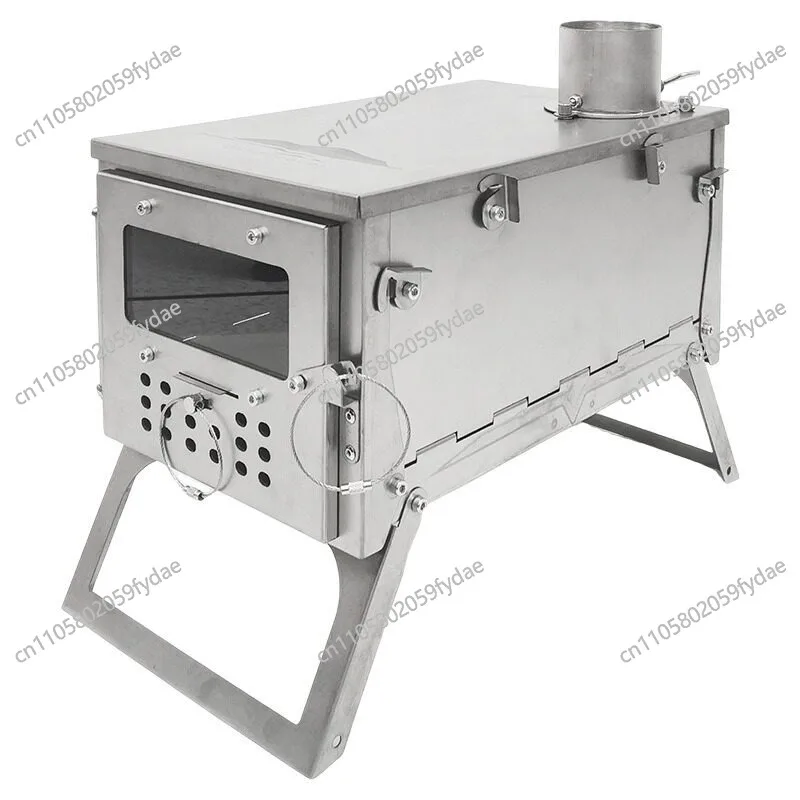 Stainless Steel Single Glass Foldable Portable Wood Stove - Tent Camping Hiking Backpacking Stove