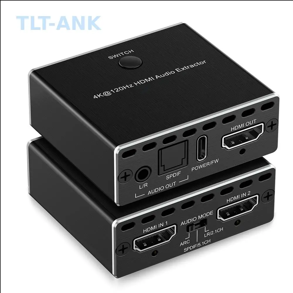 8K HDMI 2.1 Audio Extractor ARC 2 in 1 OUT  CEC EDID HDMI Switch 2x1 for PS5 Amplifiers Soundbars
