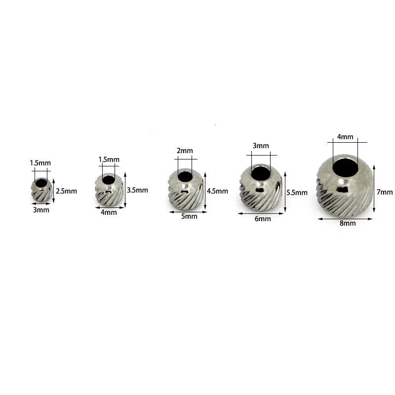 30-50Pcs 3 4 5 6 8 mm Stainless Steel Beads Round Ball Loose Spacer Beads for DIY Bracelet Necklace Jewelry Making Accessories