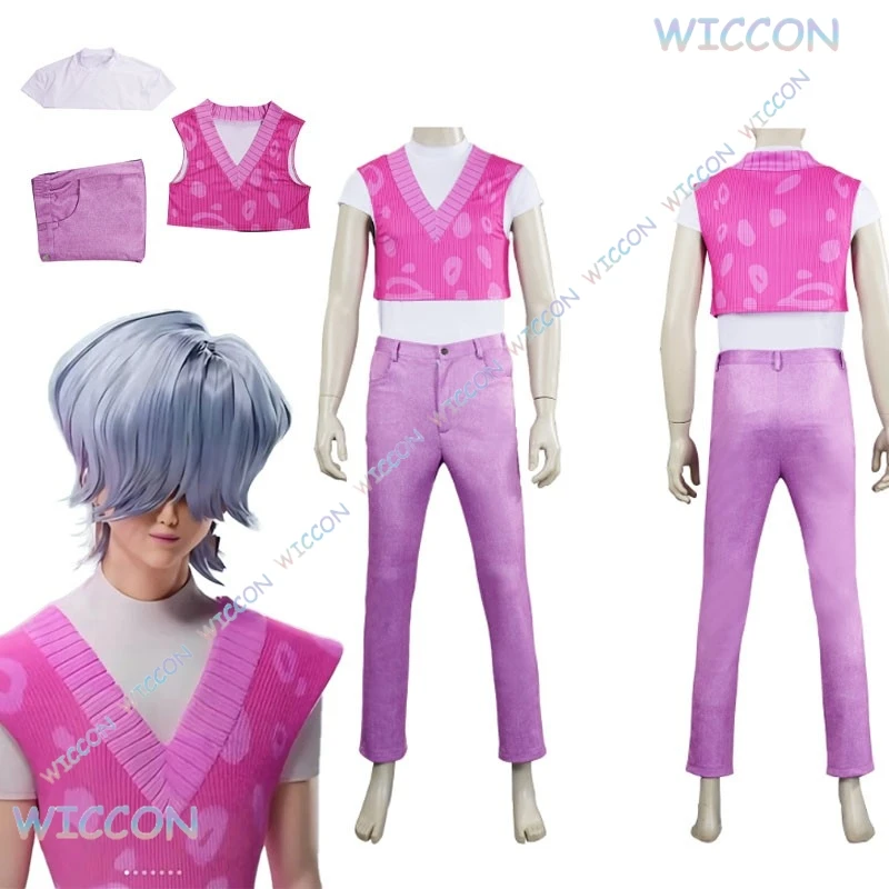 

Kpop DemonH Unters Saja Boys Group Jinu Mystery Cosplay Costume Full Set Wig Idol V-Neck Short Pink Vest Pants Men Halloween Cos